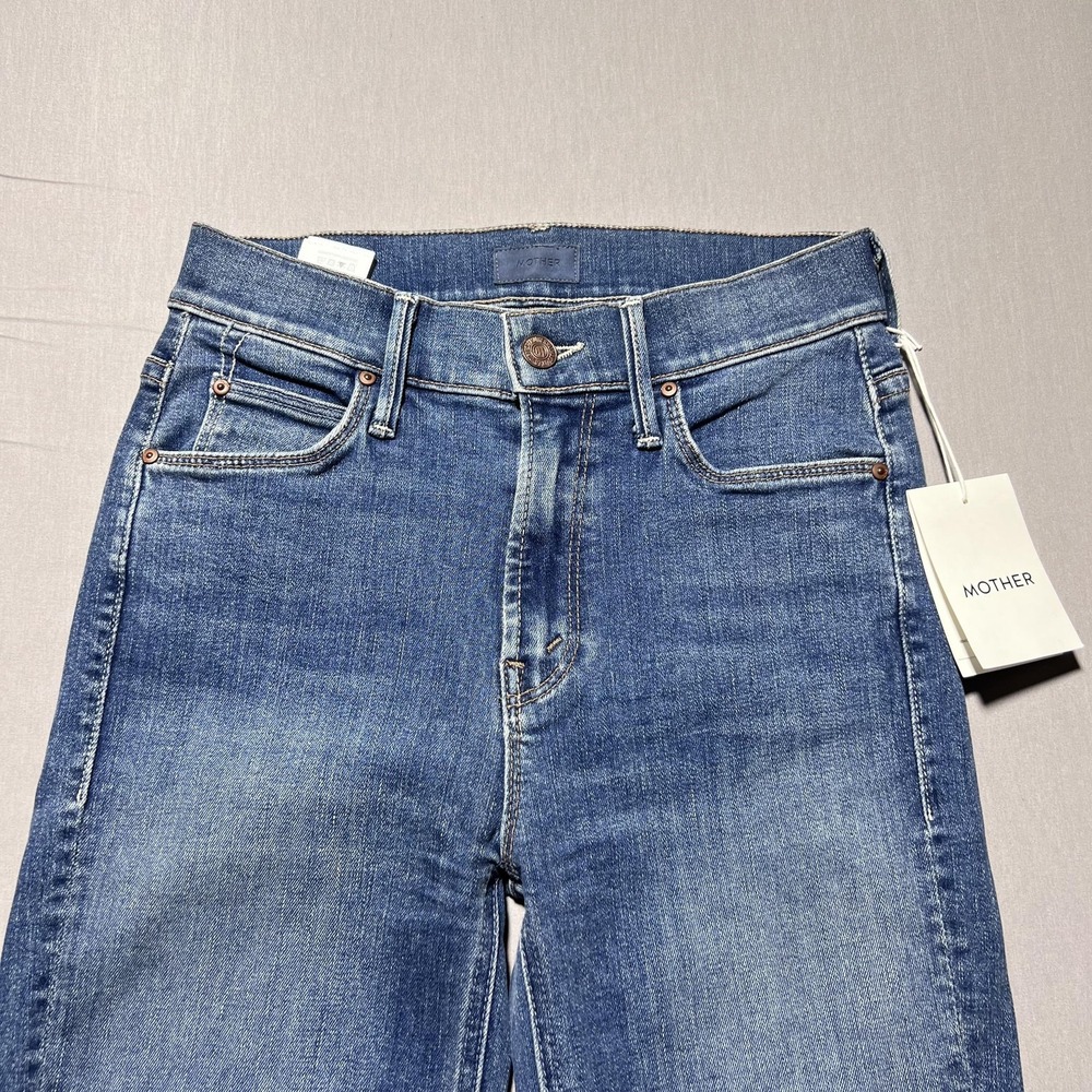 Mother The Mid Rise Dazzler Ankle Fray This Time Next Year Jeans Womens 24 Blue - Picture 3 of 15